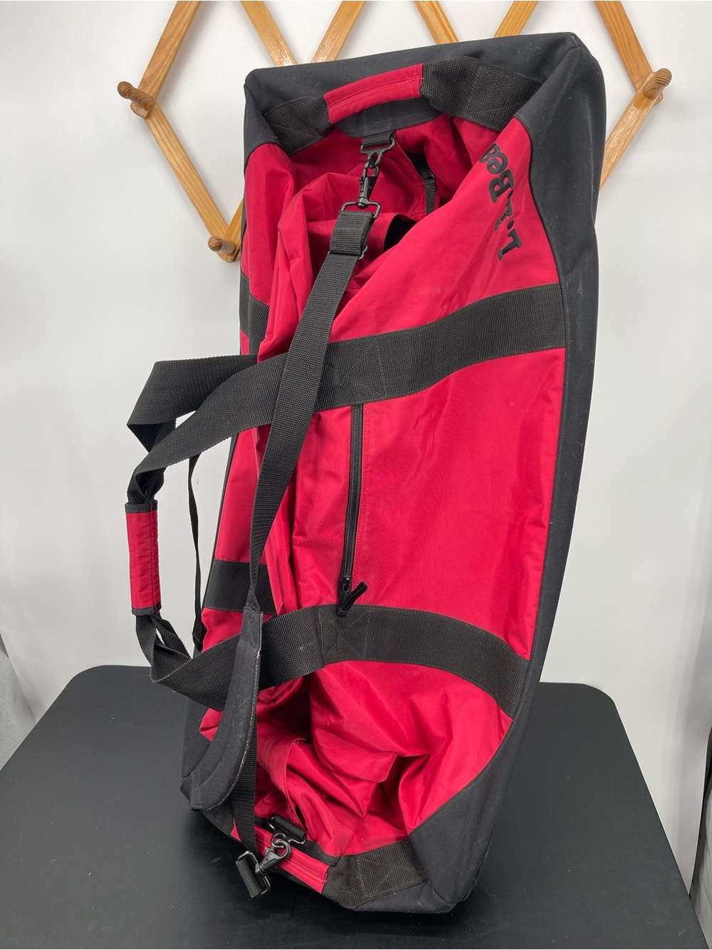 Vintage L.L. Bean Red and Black XL Rolling Travel Duffel